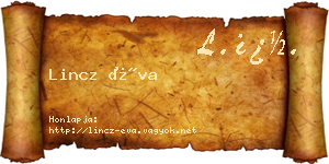 Lincz Éva névjegykártya