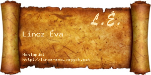 Lincz Éva névjegykártya